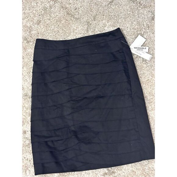NEW WITH TAGS VINTAGE Larry Levine Stretch KNEE length Skirt Size 6 black with s - Picture 1 of 7
